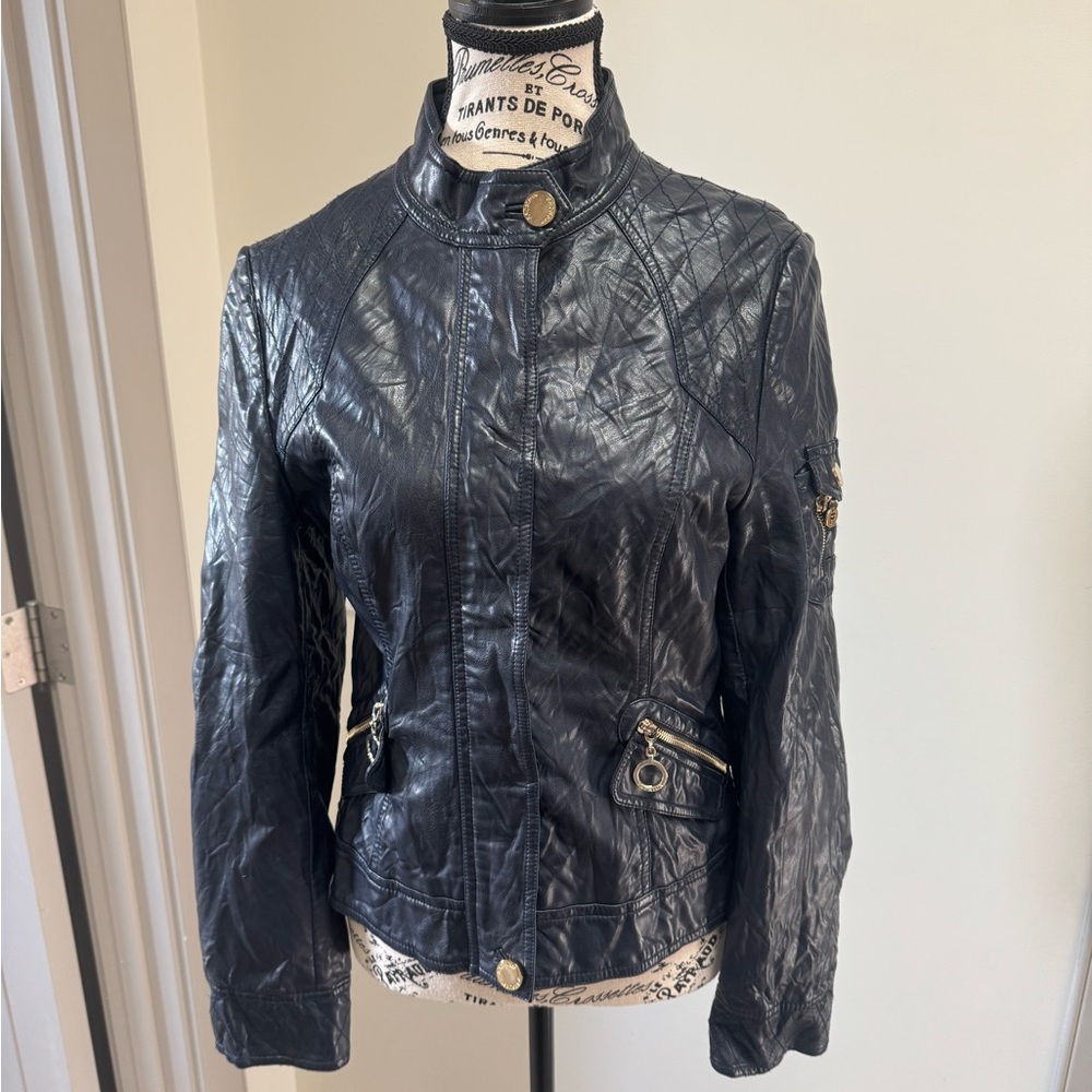 Navy Leather Jacket